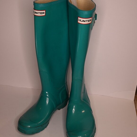 Hunter Original Tall Rain Boots in Turquoise - Picture 2 of 8